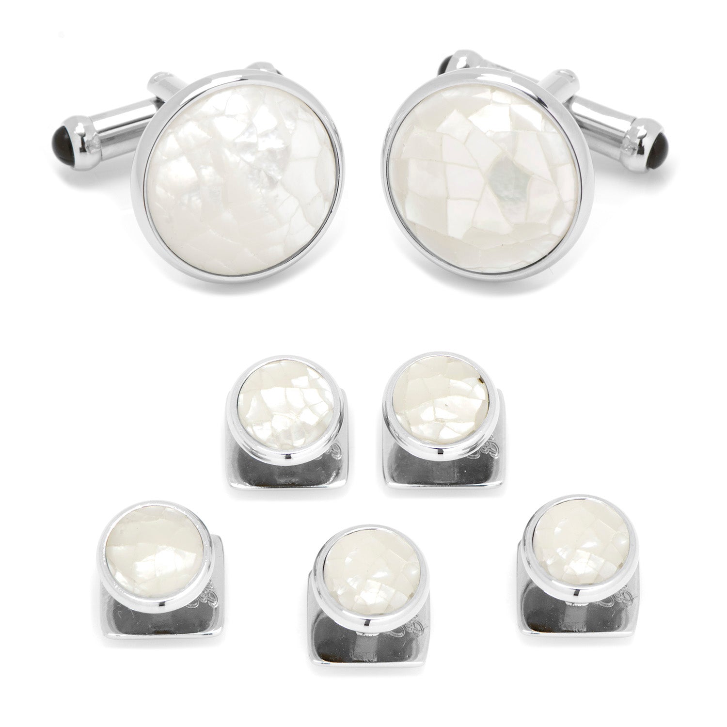 Mosaic Mother of Pearl 5-Stud Set by Cufflinks.com