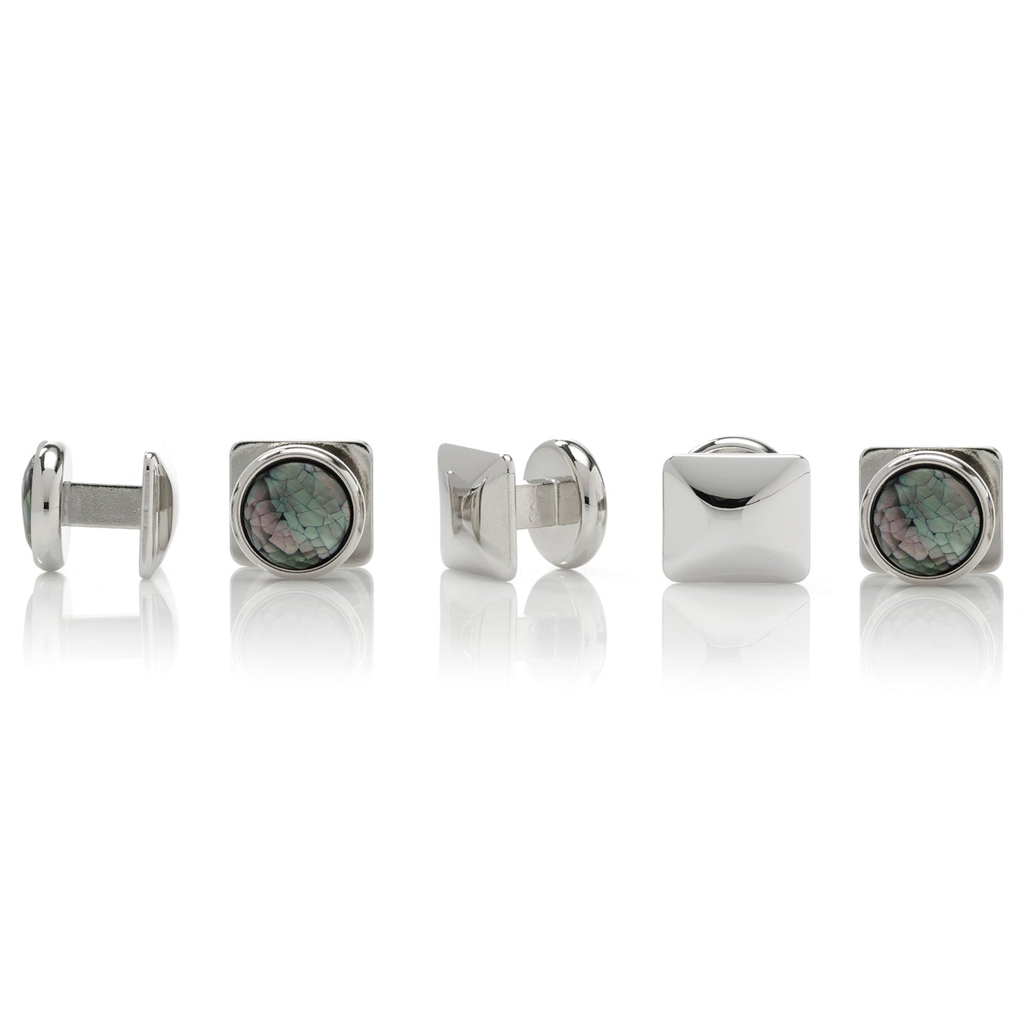Mosaic Smoke Mother of Pearl 5-Stud Set by Cufflinks.com