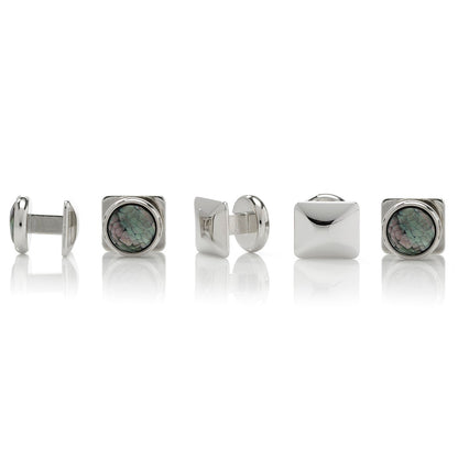 Mosaic Smoke Mother of Pearl 5-Stud Set by Cufflinks.com