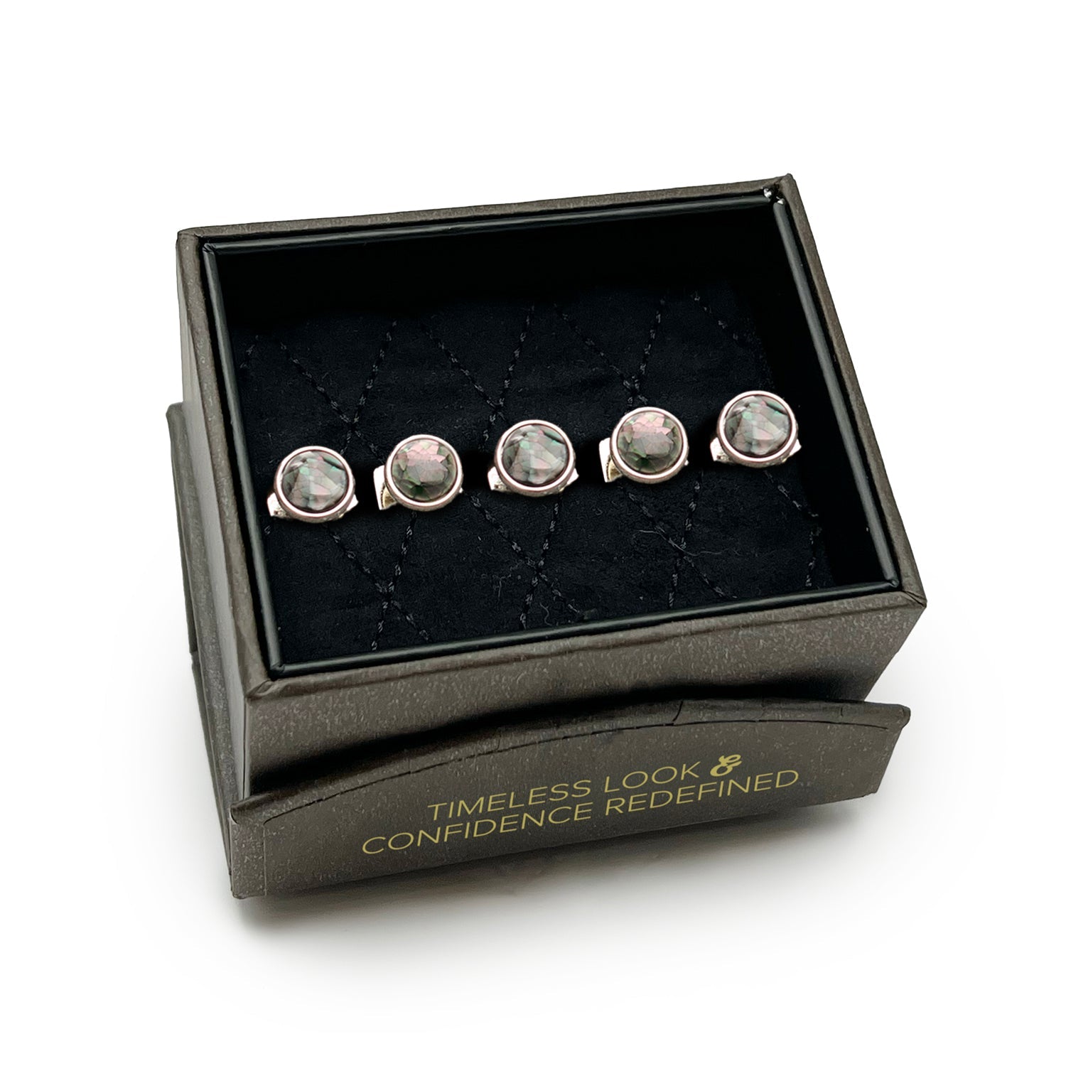 Mosaic Smoke Mother of Pearl 5-Studs by Cufflinks.com
