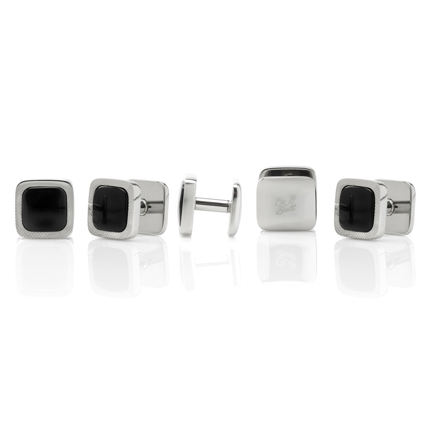 Onyx Cushion Stainless Steel 5-Studs by Cufflinks.com