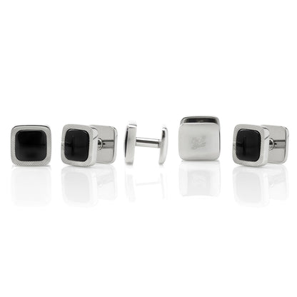 Onyx Cushion Stainless Steel 5-Studs by Cufflinks.com