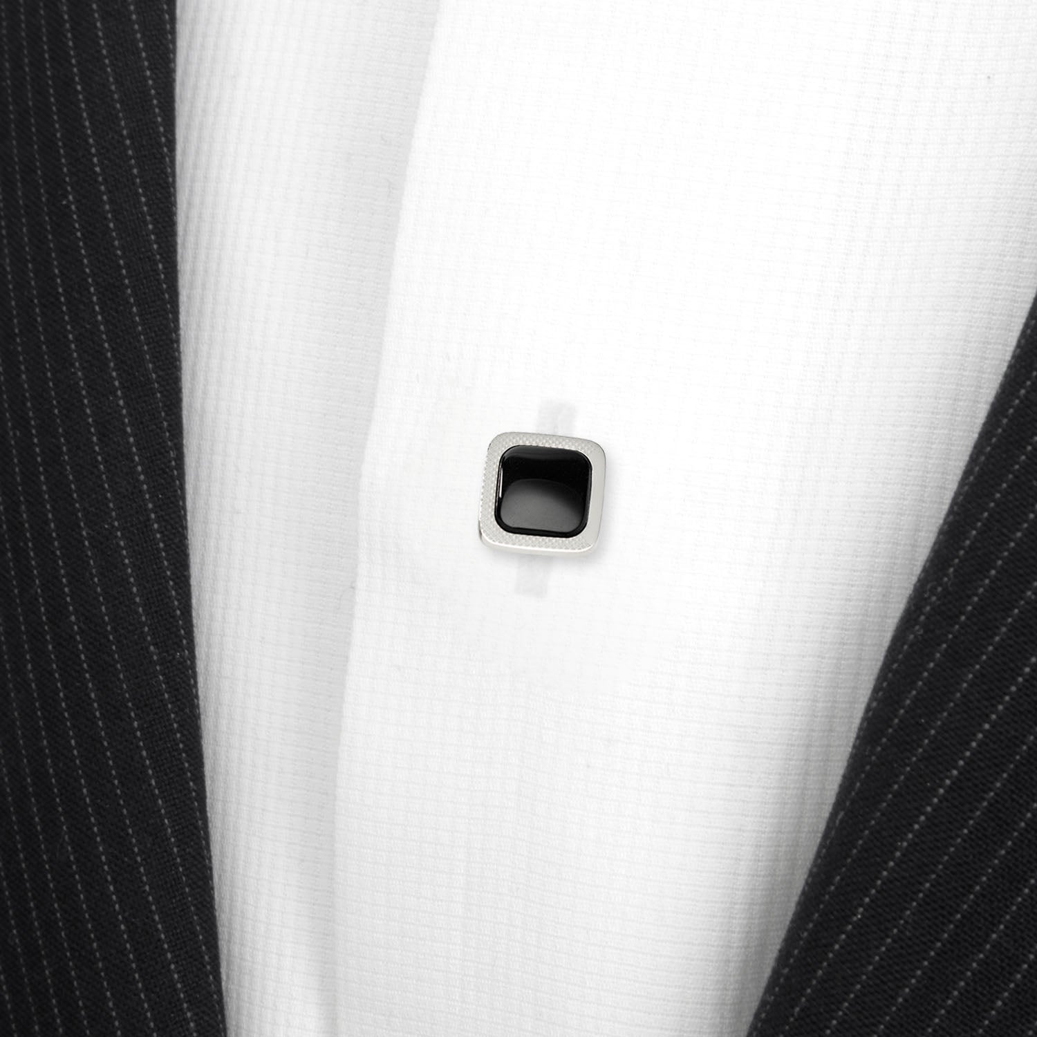 Onyx Cushion Stainless Steel 5-Studs by Cufflinks.com
