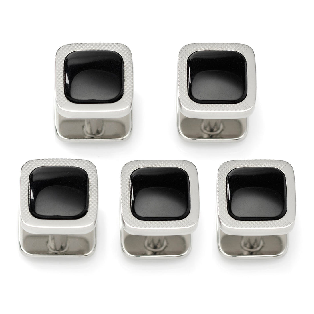 Onyx Cushion Stainless Steel 5-Studs by Cufflinks.com