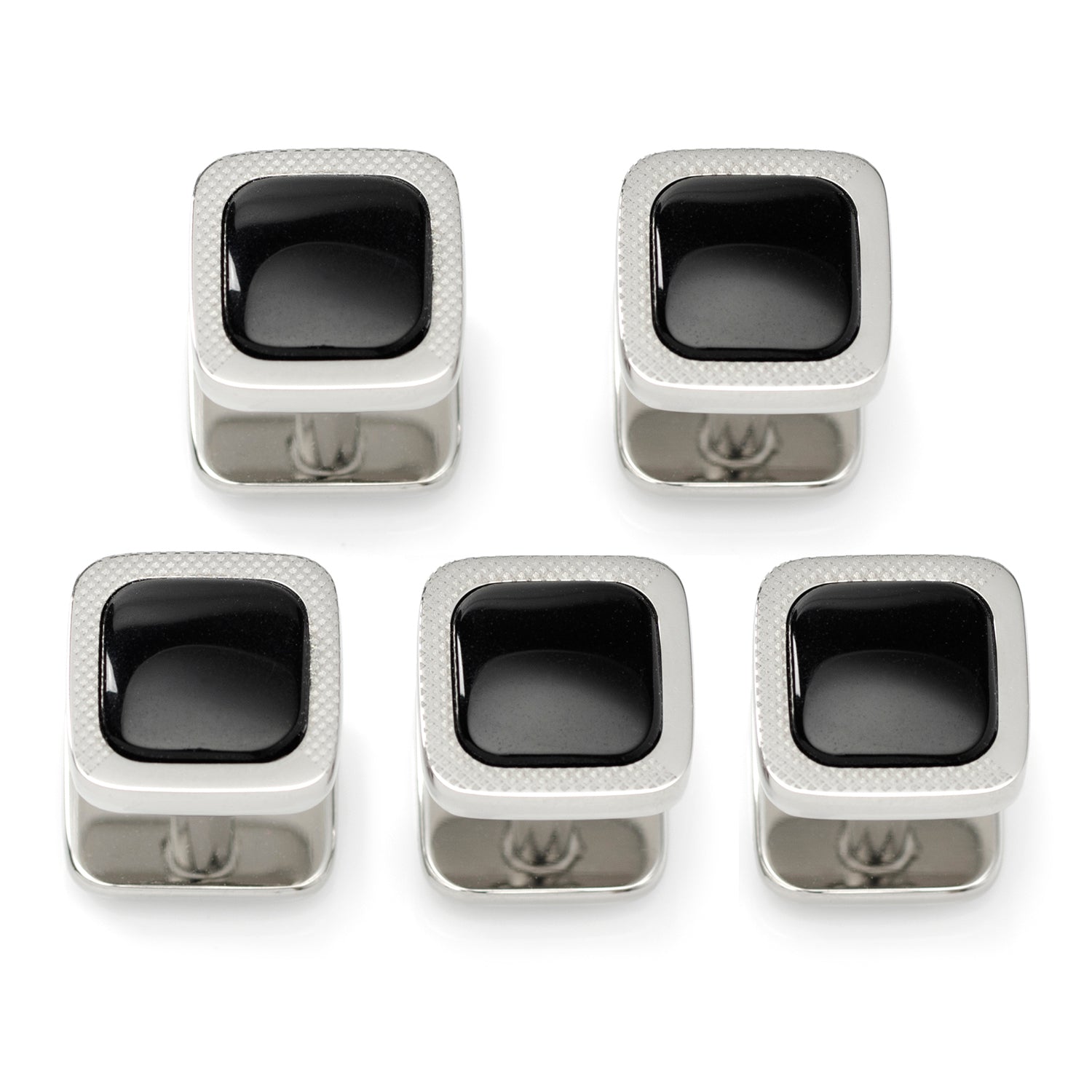 Onyx Cushion Stainless Steel 5-Studs by Cufflinks.com