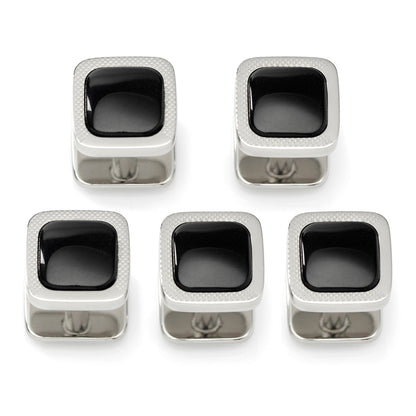 Onyx Cushion Stainless Steel 5-Studs by Cufflinks.com