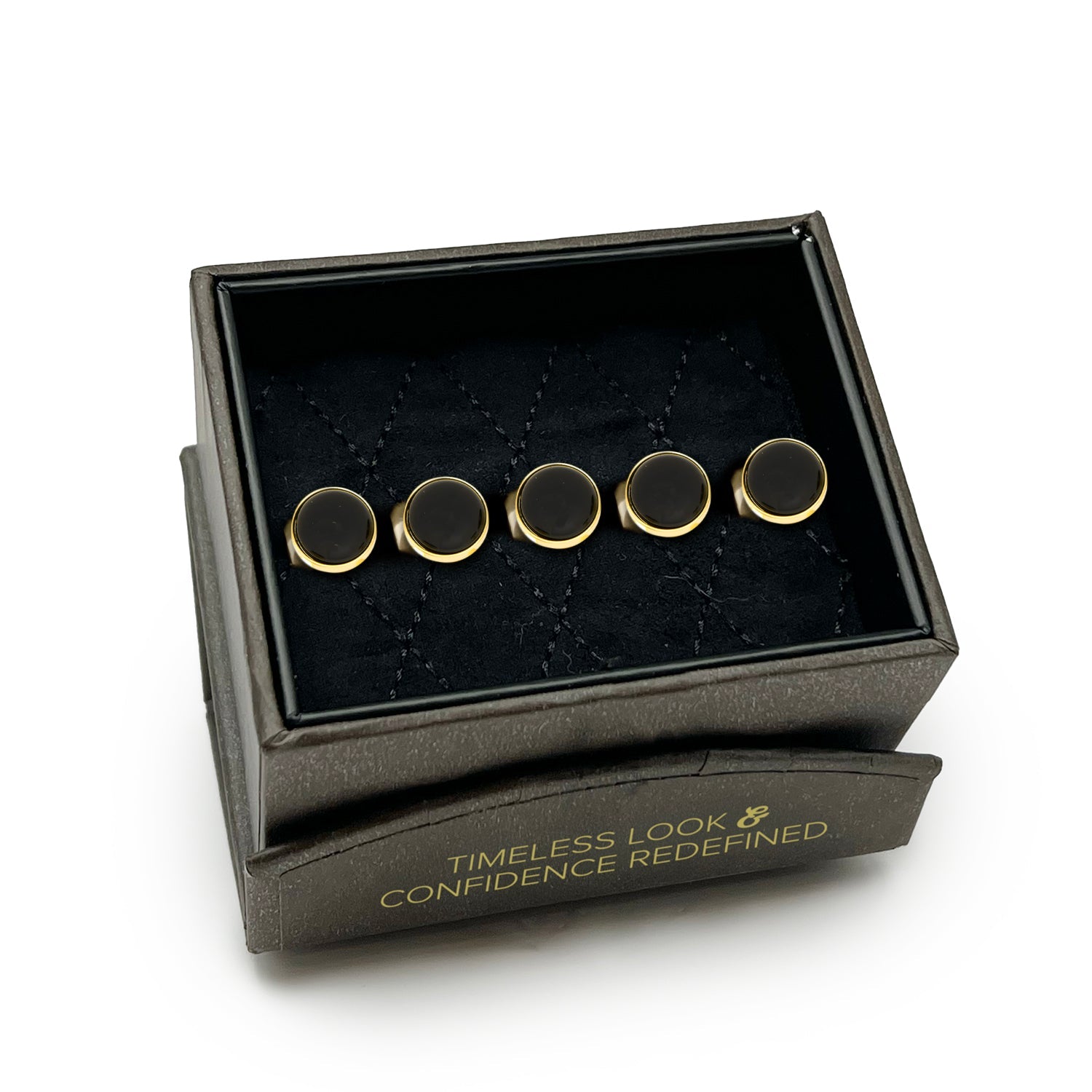 Gold and Onyx 5-Studs by Cufflinks.com