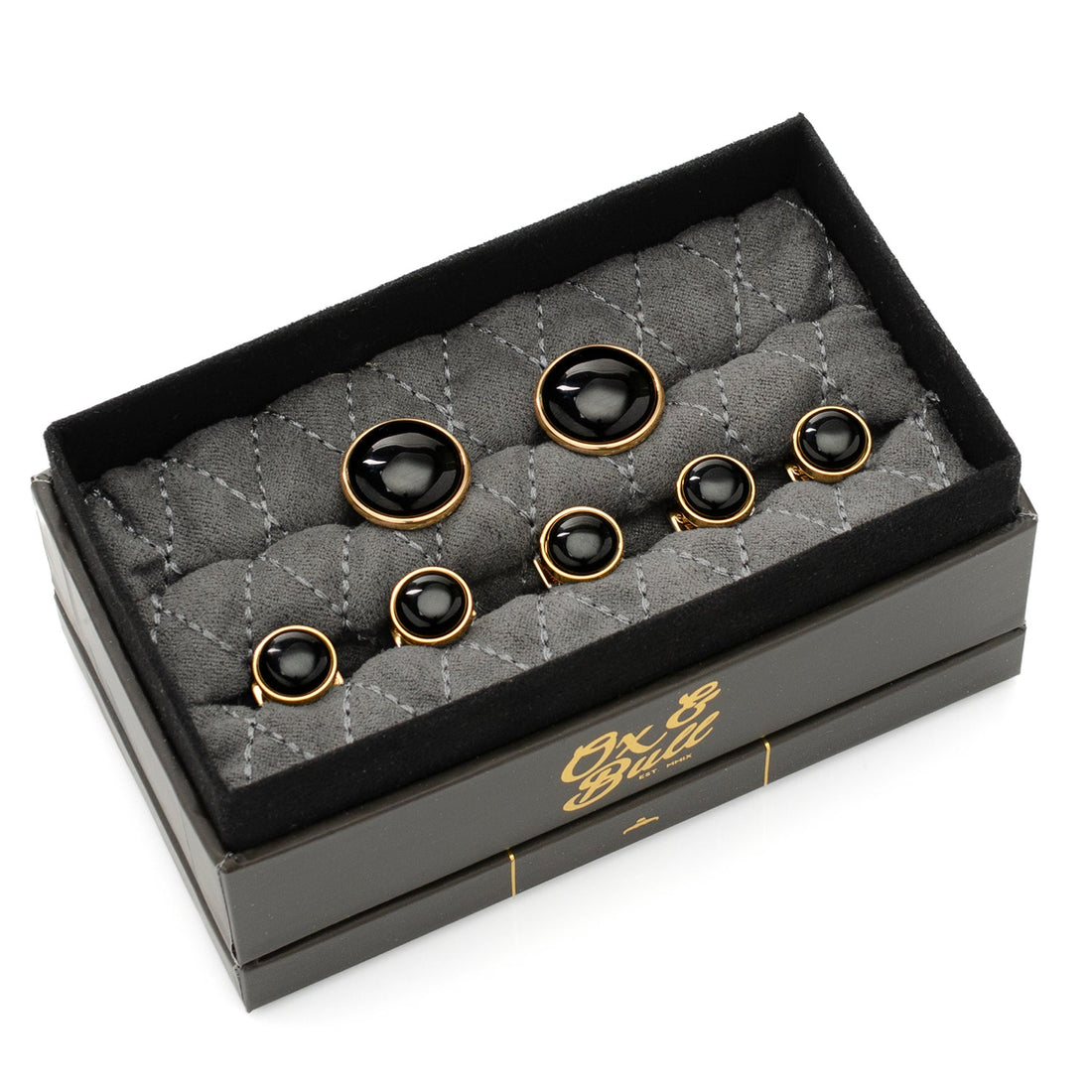 Gold and Onyx 5-Stud Set by Cufflinks.com