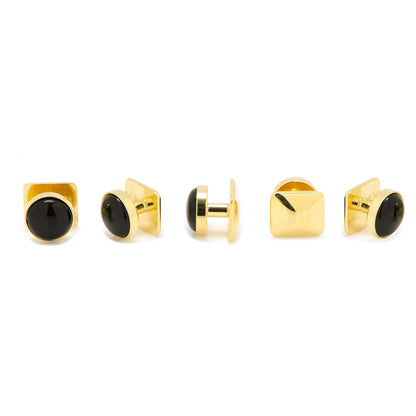 Gold and Onyx 5-Stud Set by Cufflinks.com