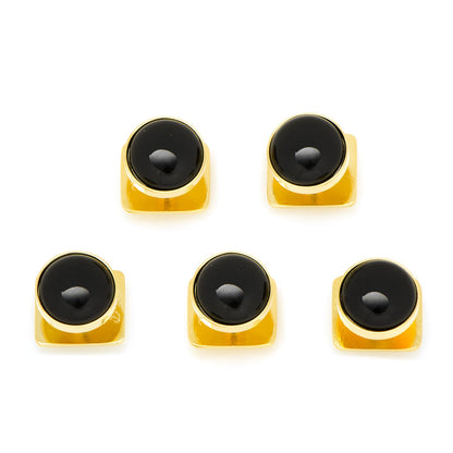 Gold and Onyx 5-Stud Set by Cufflinks.com
