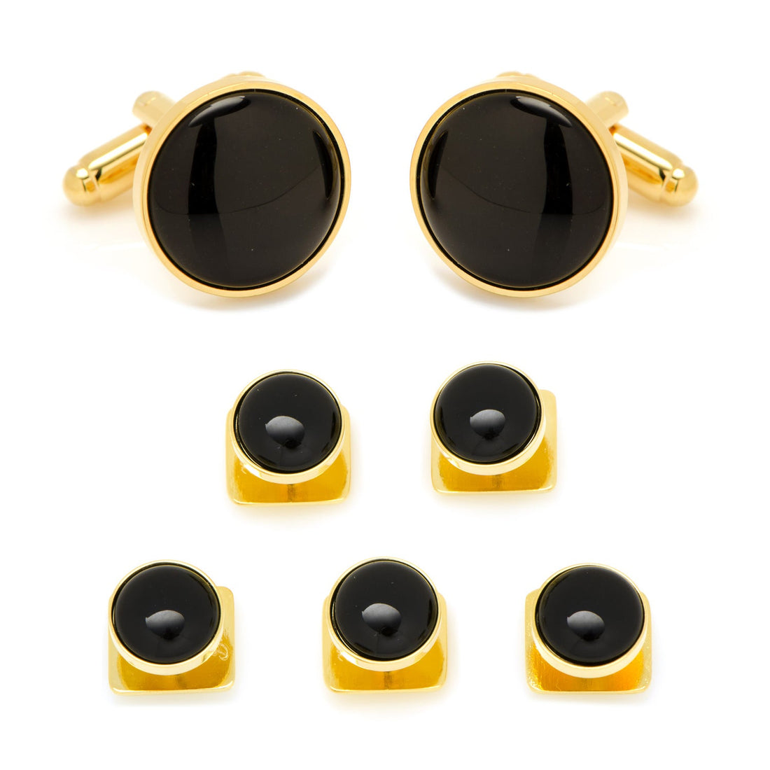 Gold and Onyx 5-Stud Set by Cufflinks.com