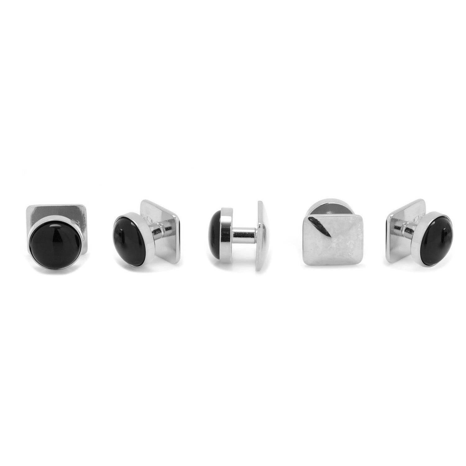 Silver and Onyx 5-Stud Set by Cufflinks.com