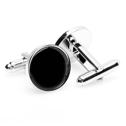 Silver and Onyx 5-Stud Set by Cufflinks.com