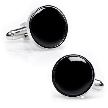 Silver and Onyx 5-Stud Set by Cufflinks.com
