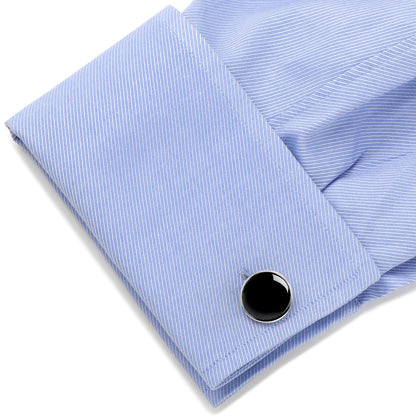 Silver and Onyx 5-Stud Set by Cufflinks.com