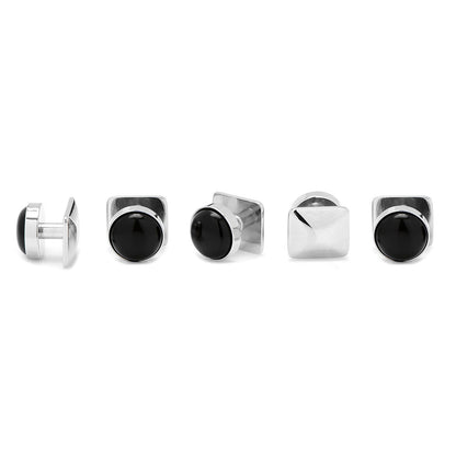 Silver and Onyx 5-Studs by Cufflinks.com