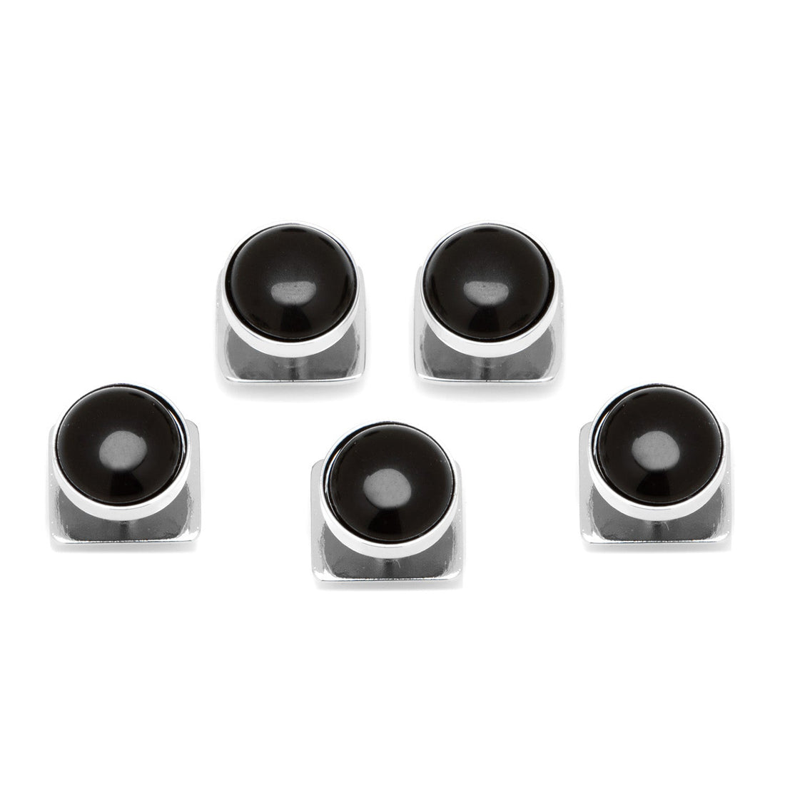 Silver and Onyx 5-Studs by Cufflinks.com