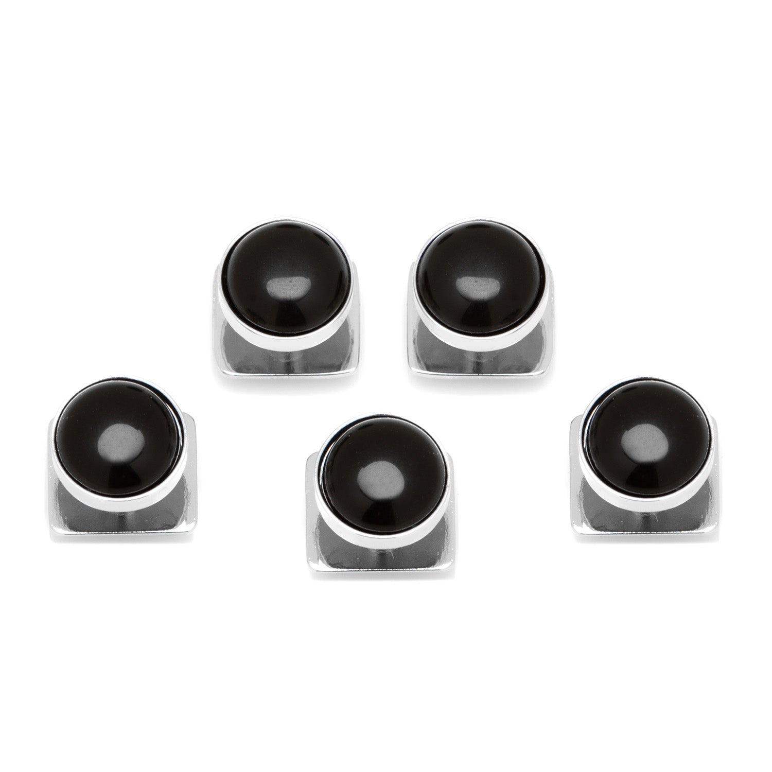 Silver and Onyx 5-Studs by Cufflinks.com