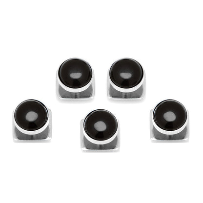 Silver and Onyx 5-Studs by Cufflinks.com