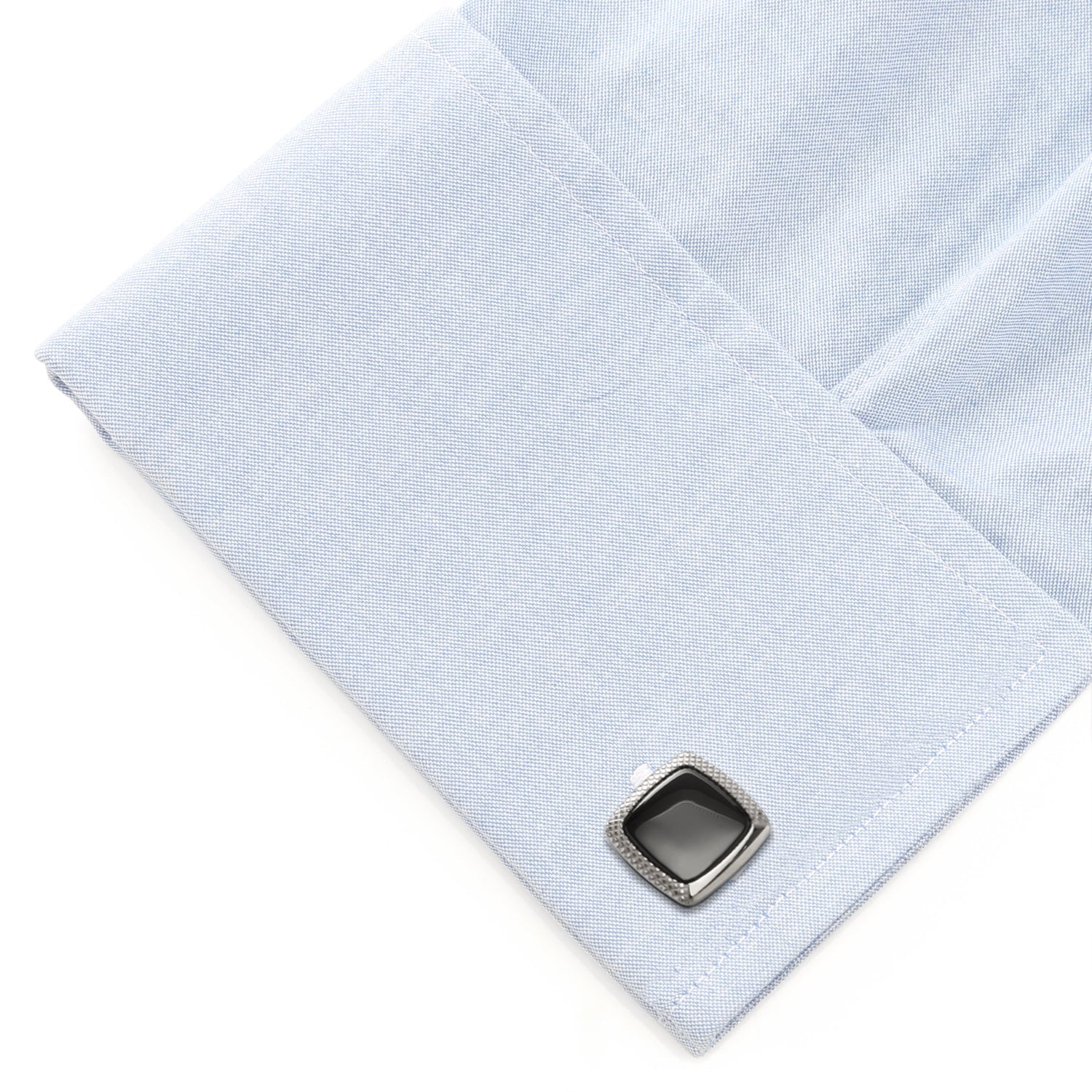 Onyx Cushion Stainless Steel Cufflinks by Cufflinks.com
