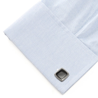 Onyx Cushion Stainless Steel Cufflinks by Cufflinks.com