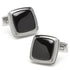 Onyx Cushion Stainless Steel Cufflinks by Cufflinks.com