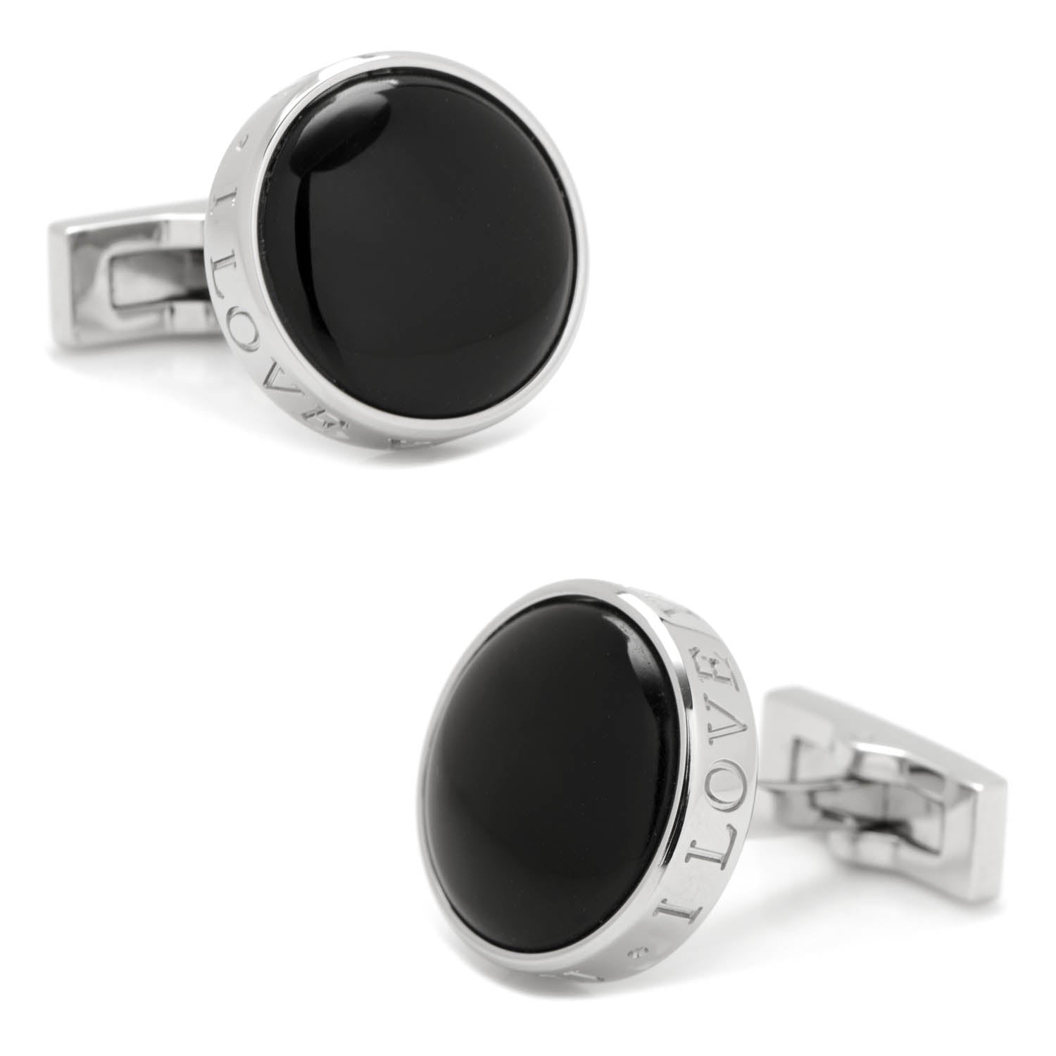 Onyx I Love You Stainless Steel Cufflinks - DestGlow