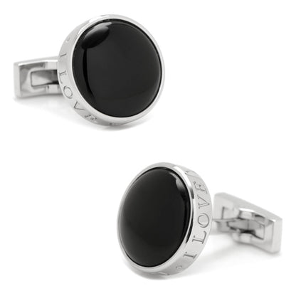 Onyx I Love You Stainless Steel Cufflinks - DestGlow