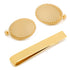 14K Gold Plated Rope Border Oval Cufflinks and Tie Bar Gift Set by Cufflinks.com