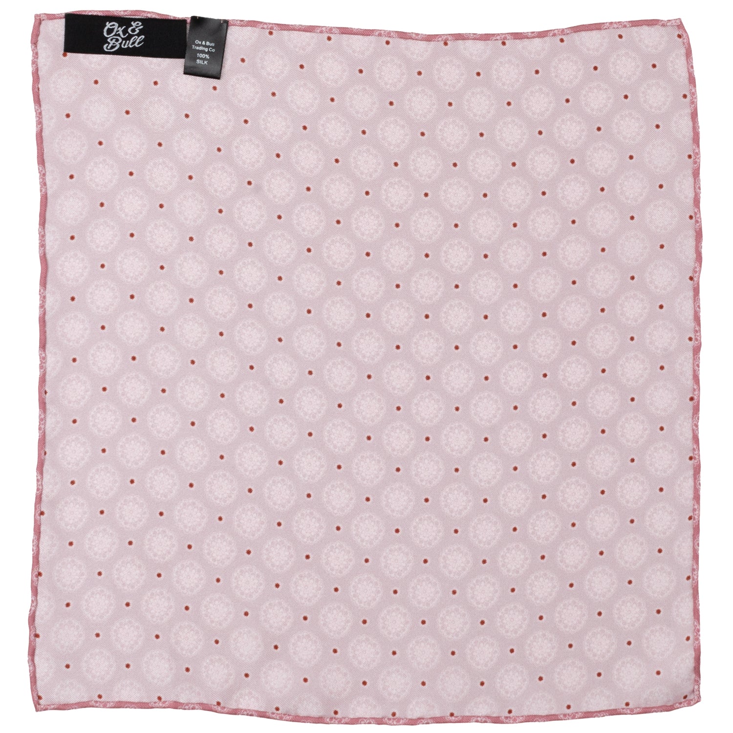 Dusty Blush Floral Motif Pocket Square by Cufflinks.com