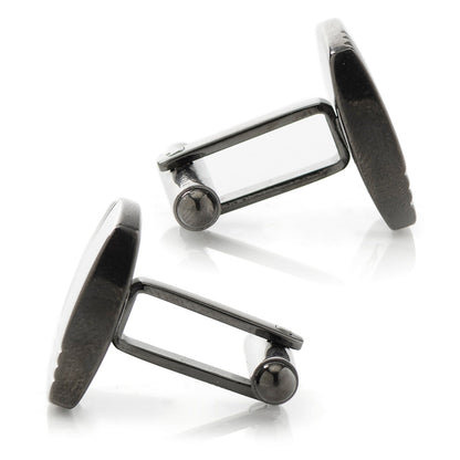Stainless Steel Gunmetal Tartan Plaid Cufflinks by Cufflinks.com