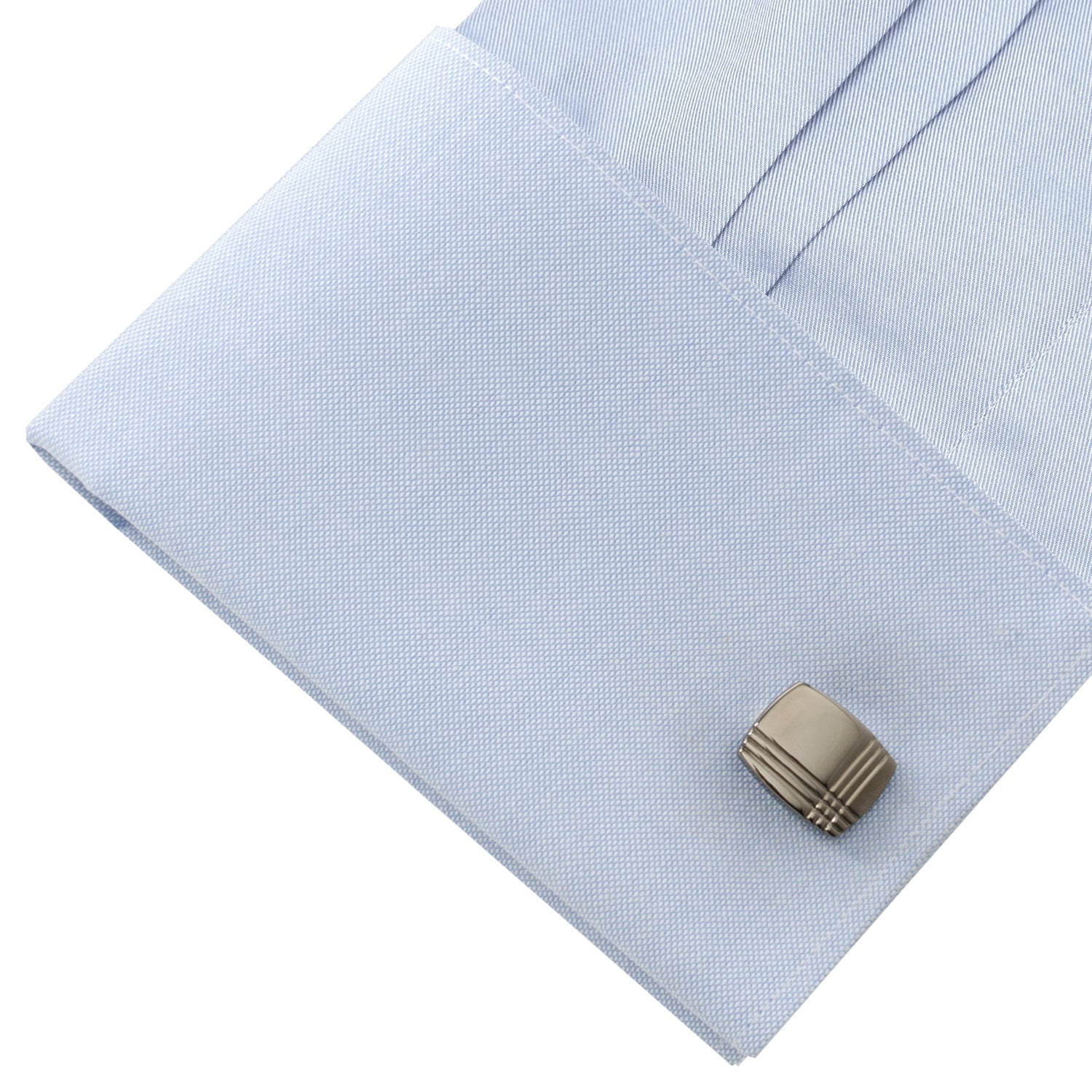 Stainless Steel Gunmetal Tartan Plaid Cufflinks by Cufflinks.com