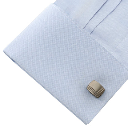 Stainless Steel Gunmetal Tartan Plaid Cufflinks by Cufflinks.com