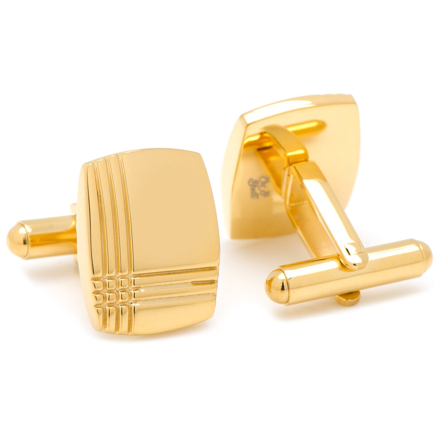 Stainless Steel Gold Tartan Plaid Cufflinks by Cufflinks.com