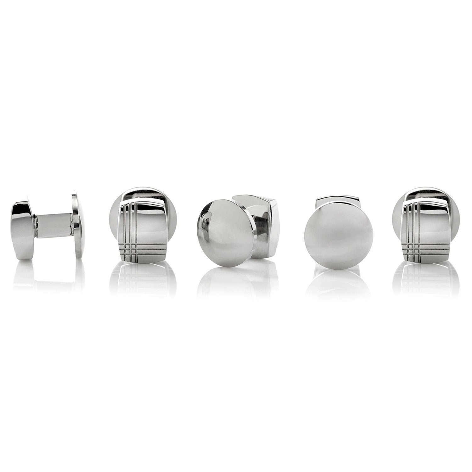Stainless Steel Tartan Plaid 5-Studs by Cufflinks.com