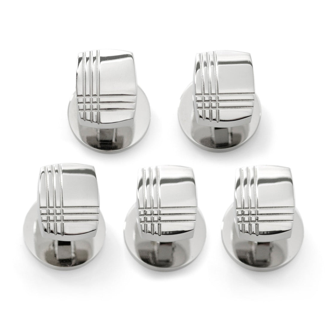 Stainless Steel Tartan Plaid 5-Studs by Cufflinks.com