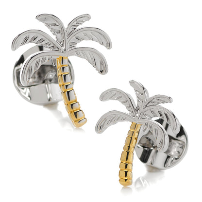 Palm Tree Silver Gold Cufflinks by Cufflinks.com