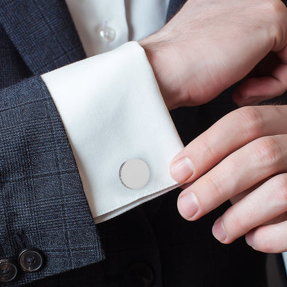 Stainless Steel Engravable Pave Edge Cufflinks by Cufflinks.com