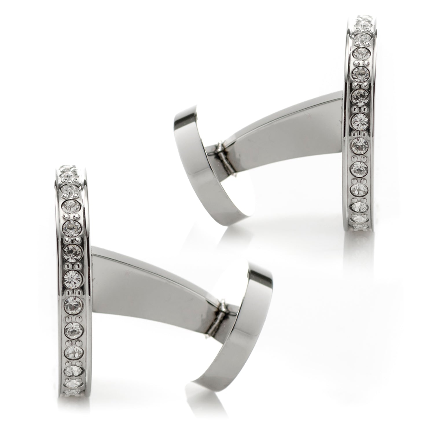 Stainless Steel Engravable Pave Edge Cufflinks by Cufflinks.com