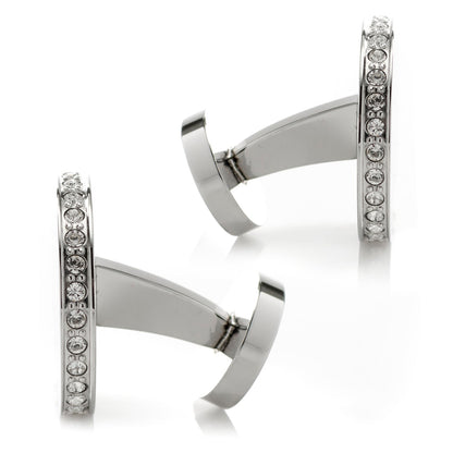 Stainless Steel Engravable Pave Edge Cufflinks by Cufflinks.com