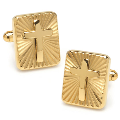 Radiant Cross Gold Sterling Silver Cufflinks by Cufflinks.com