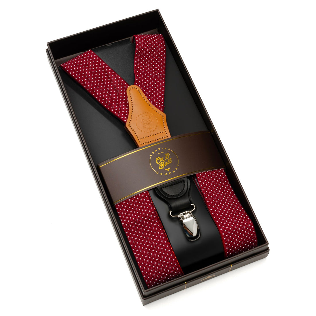 Maroon Dot Convertible Suspenders by Cufflinks.com