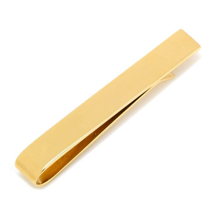 Engravable Rectangle Gold Cufflinks and Tie Bar Gift Set by Cufflinks.com