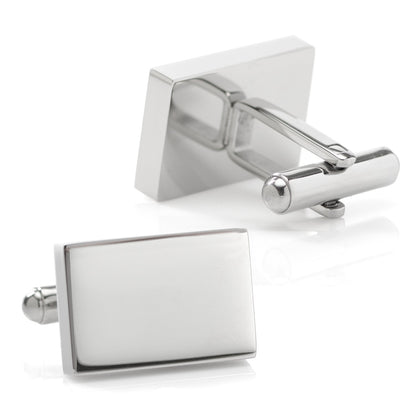 Engravable Rectangle Cufflinks and Tie Bar Gift Set by Cufflinks.com