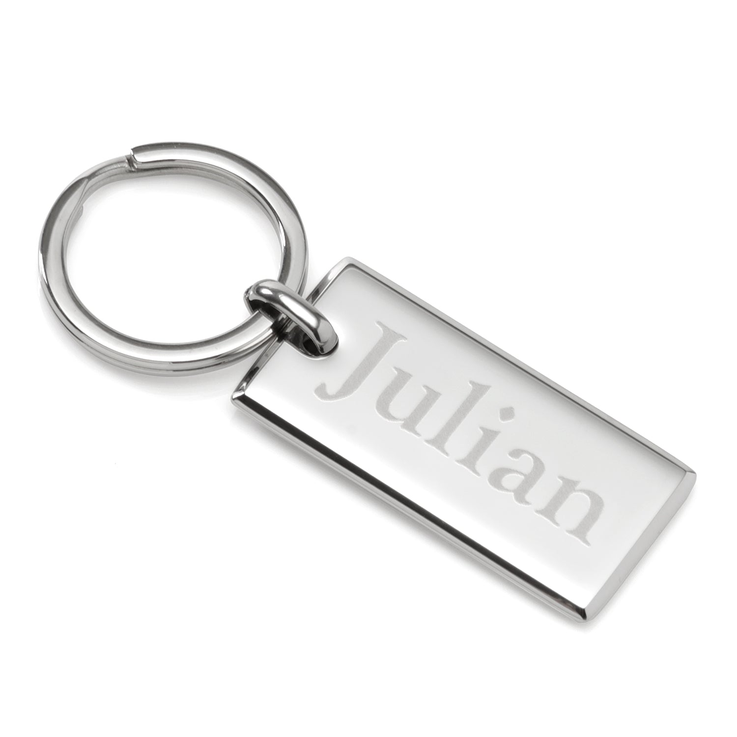 Rectangle Engravable Stainless Steel Key Chain by Cufflinks.com