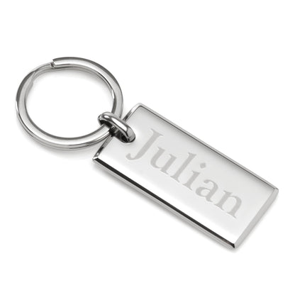 Rectangle Engravable Stainless Steel Key Chain by Cufflinks.com