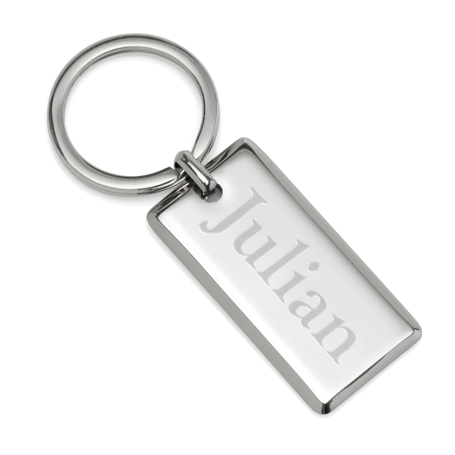Rectangle Engravable Stainless Steel Key Chain by Cufflinks.com
