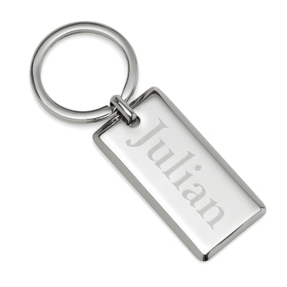 Rectangle Engravable Stainless Steel Key Chain by Cufflinks.com