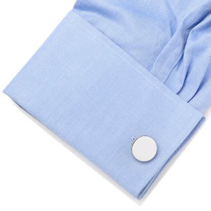 Stainless Steel Engravable Classic Round Cufflinks by Cufflinks.com