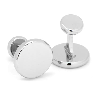 Stainless Steel Engravable Classic Round Cufflinks by Cufflinks.com